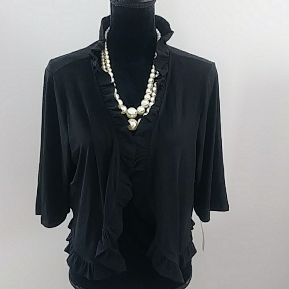 NWT GLAMOUR BLACK RUFFLE BOLERO JACKET SIZE 1X